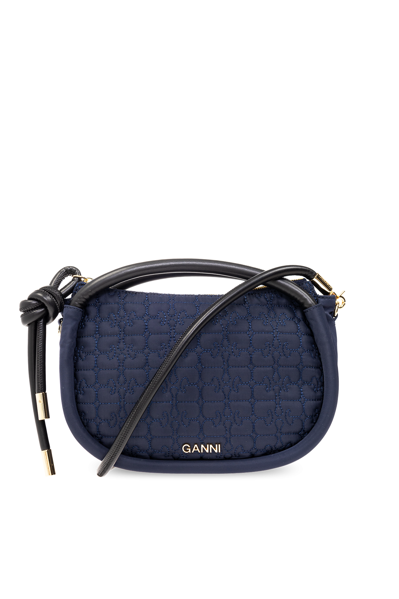 Navy blue 'Knot Mini' quilted shoulder bag Ganni - Vitkac GB